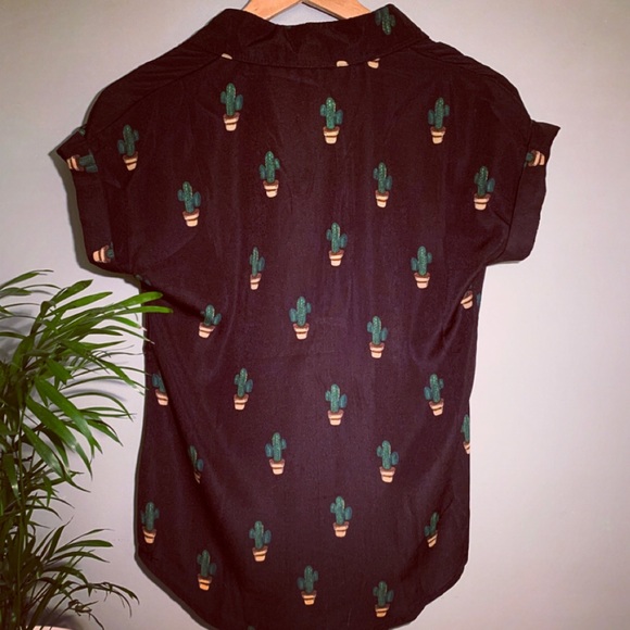 shein cactus print chiffon blouse - Picture 2 of 2